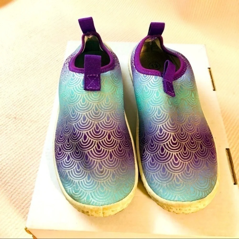 Kids' Grover Slip-On Water Shoes - Cat & Jack Mermaid Teal & Purple- Size 13